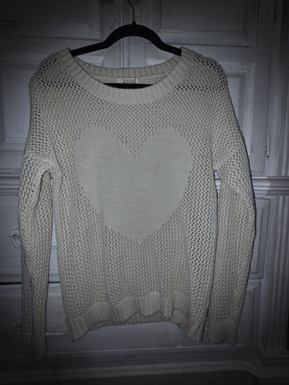 Self Esteem Cream Open-Knit Heart Sweater